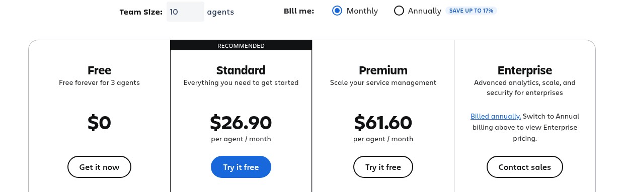 Jira Service Management pricing plans