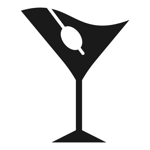 Logo Cocktail Addict Noir, verre a martini avec une olive