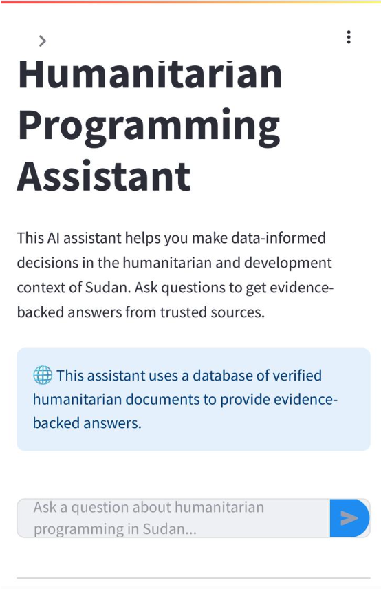 AI assistant trained on localized humanitarian data to support small CSOs in program design and contextual decision-making.