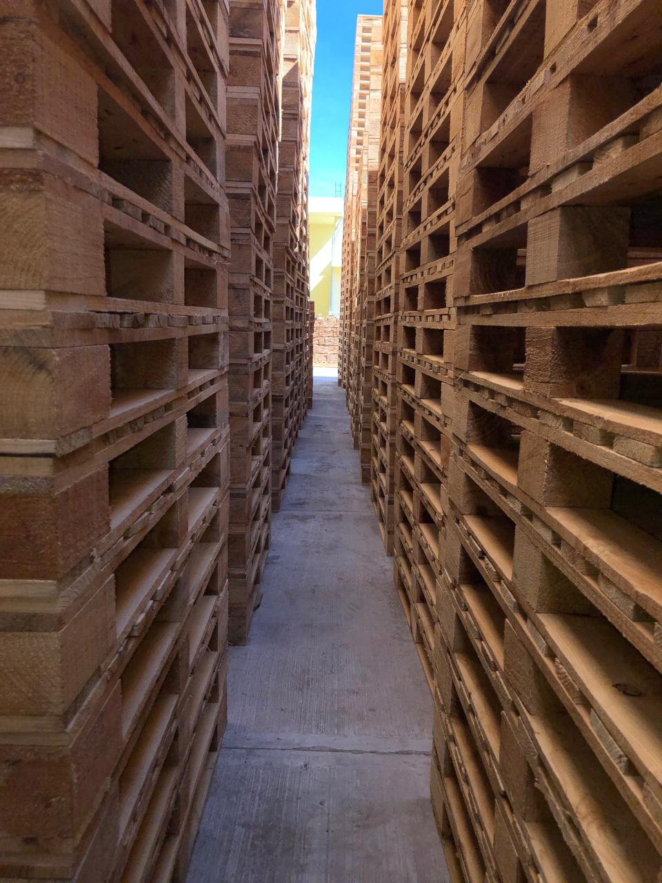 Pallets stacked
