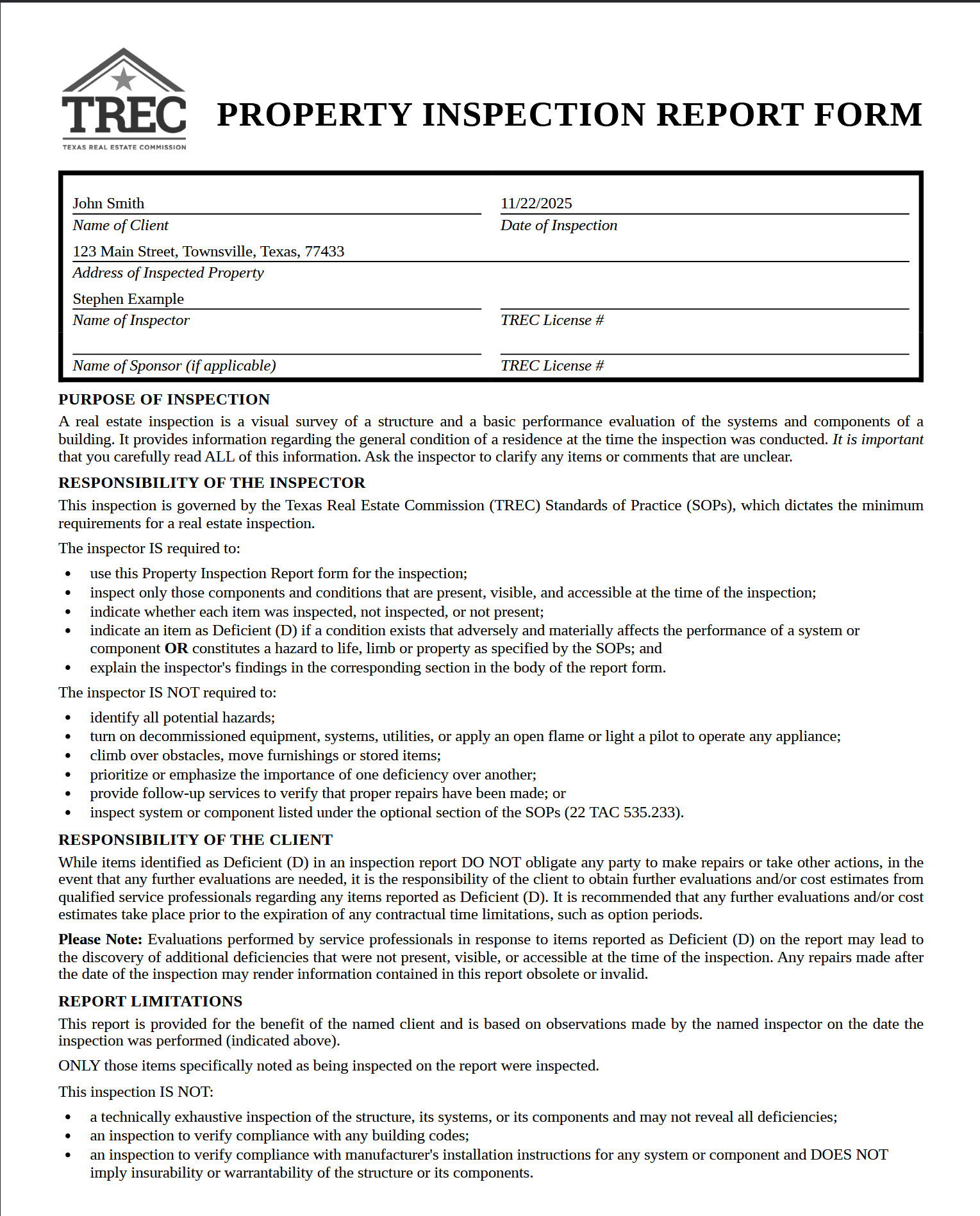 Page 1 of TREC From REI 7-6 created with SwiftReporter