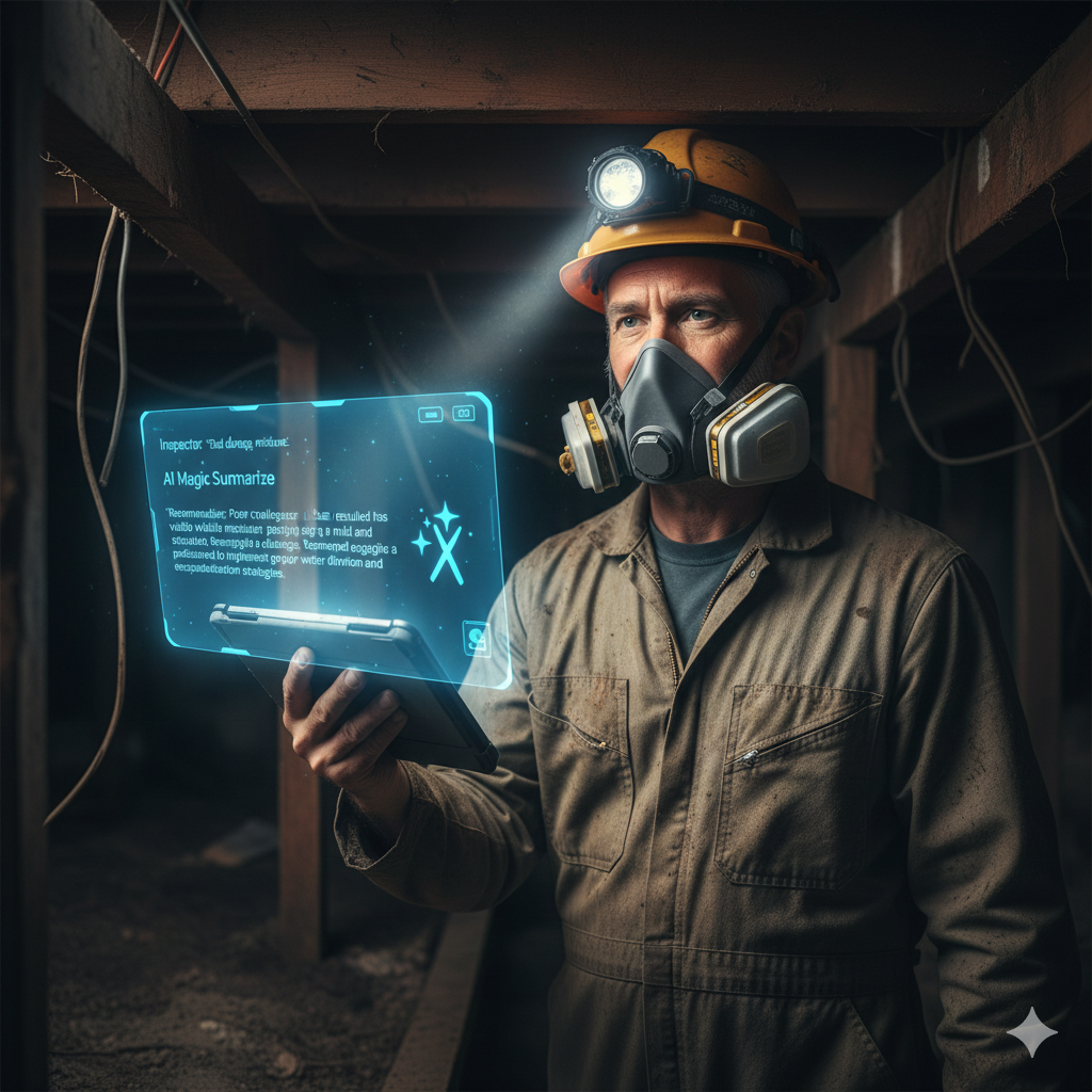 Image of a home inspector speaking into a device using Swift Reporter AI Voice Notes 
