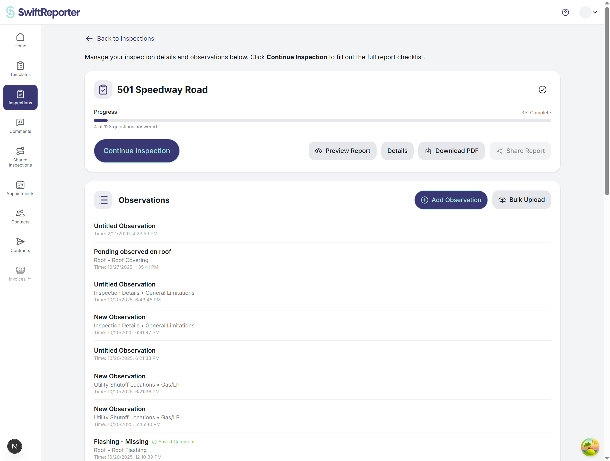 Structured inspection observations in Swift Reporter