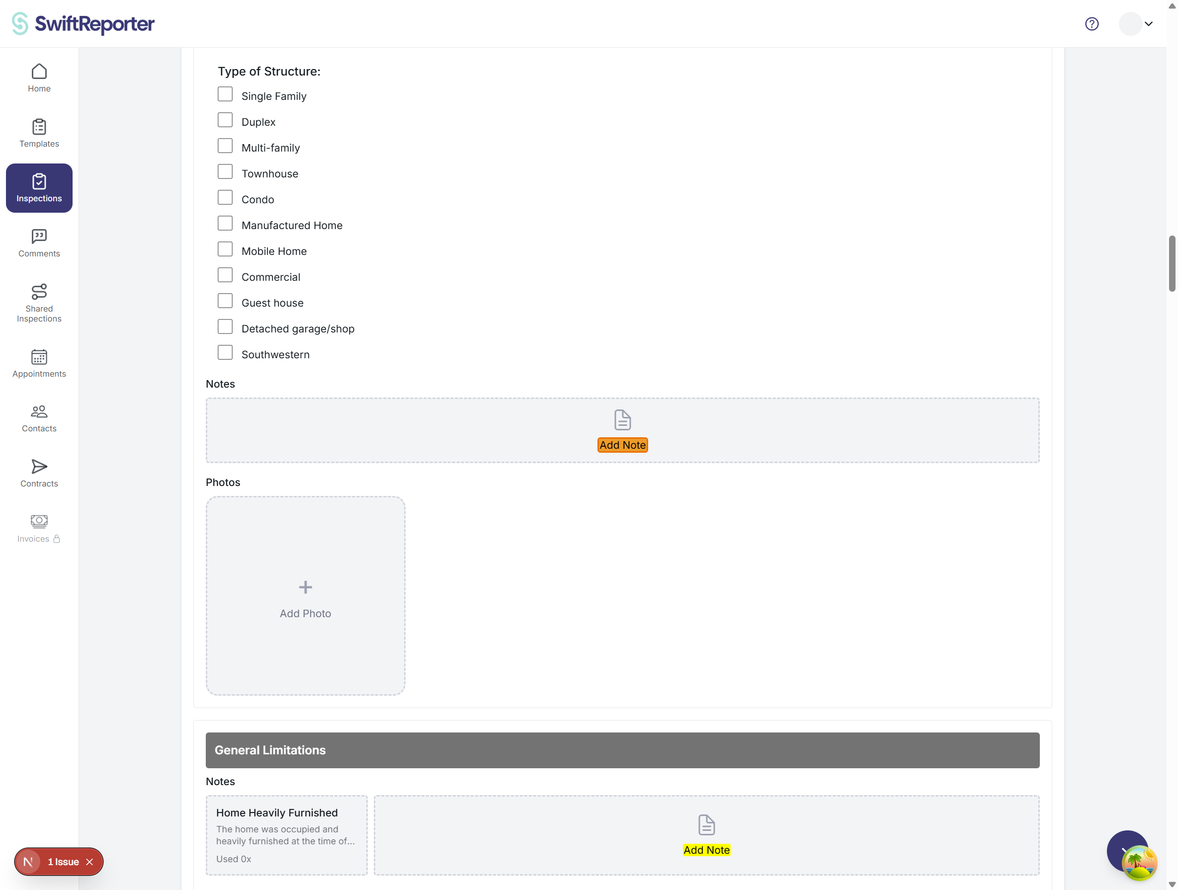 Add note panel in reports