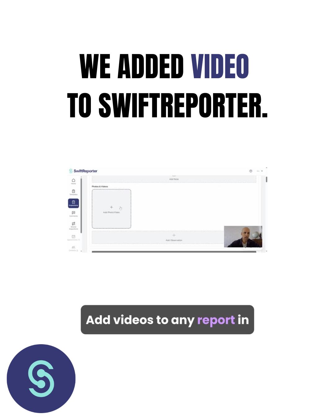 Home inspector using SwiftReporter mobile app to record and attach a video of a defect to a digital home inspection report.