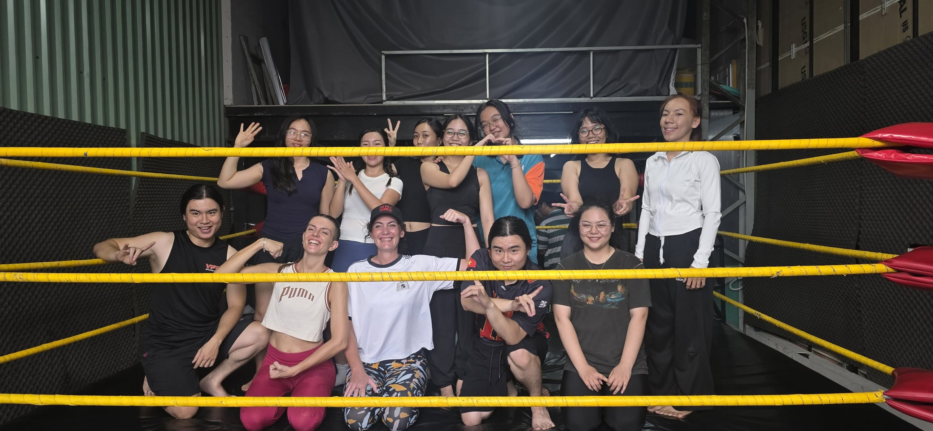 VPW Academy class inside the wrestling ring in Ho Chi Minh City