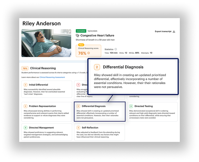 DDx standardized clinical reasoning assessment