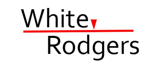 White Rodgers logo with red line and triangle