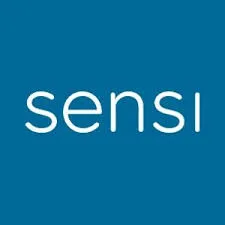 Sensi logo in white letters on a blue background