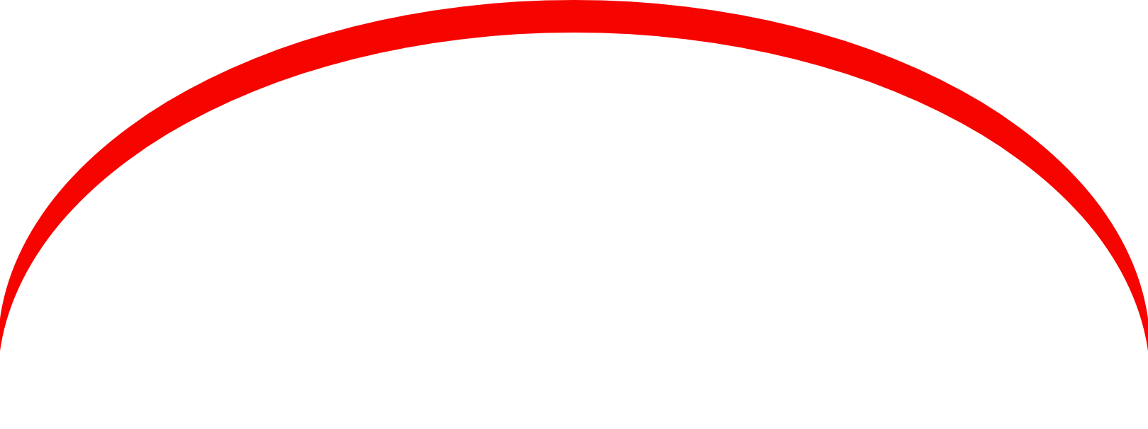 Red curved arch or semicircle on white background