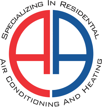 AA residential air conditioning and heating logo in red and blue