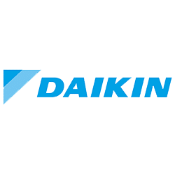 Daikin logo with blue geometric design on white background