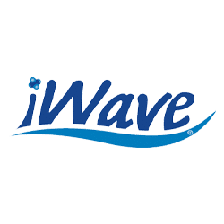 iWave logo with blue wavy text on white background