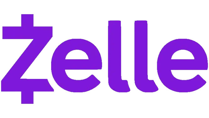 Zelle logo in bold purple letters on white background