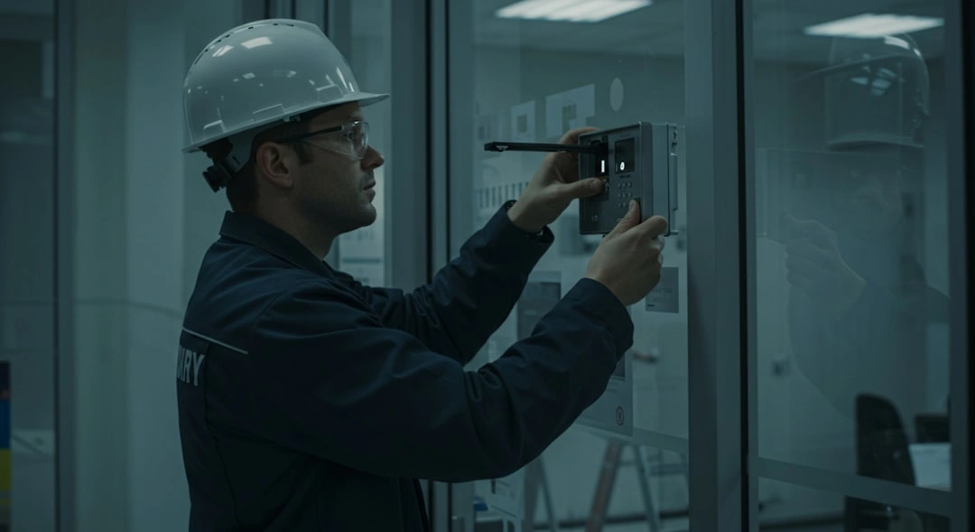 HVAC technician performing a professional tune-up on a residential outdoor unit