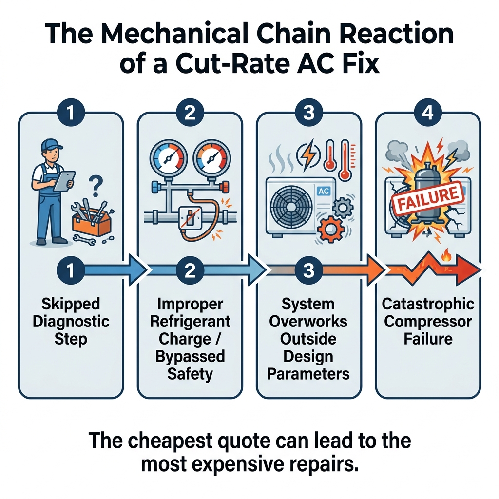 The Mechanical Chain Reaction of a Cut-Rate AC Fix