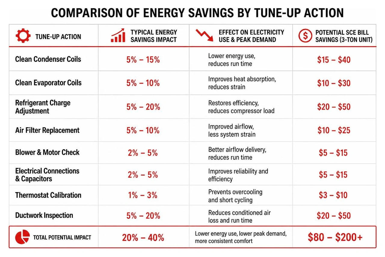 comparison of energy savings by tune-up action comparison of energy savings by tune-up action