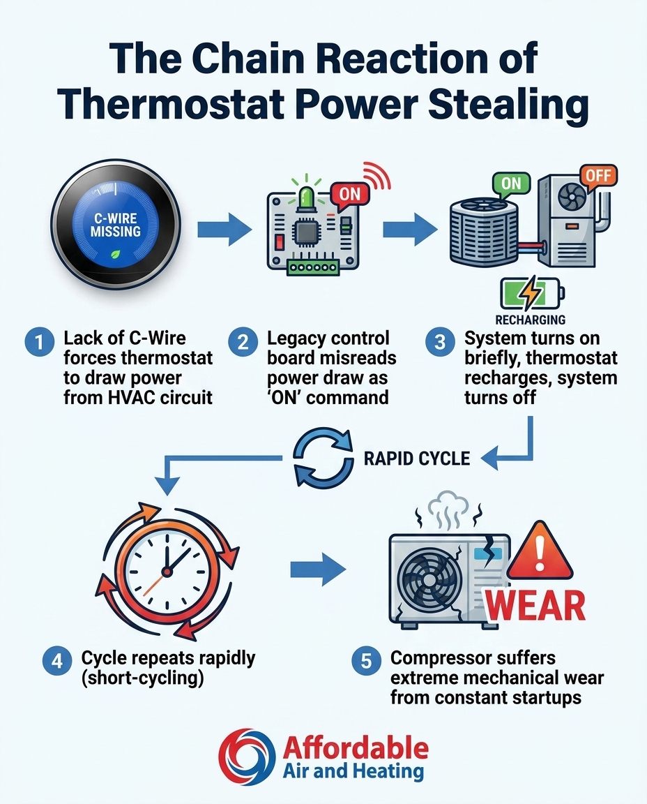 The Chain Reaction of Thermostat Power Stealing