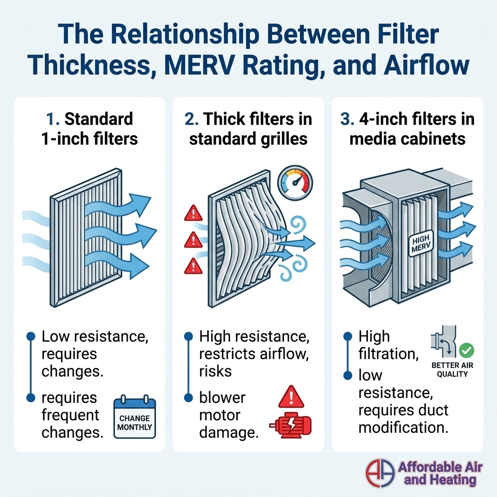 The Relationship Between Filter Thickness, MERV Rating, and Airflow