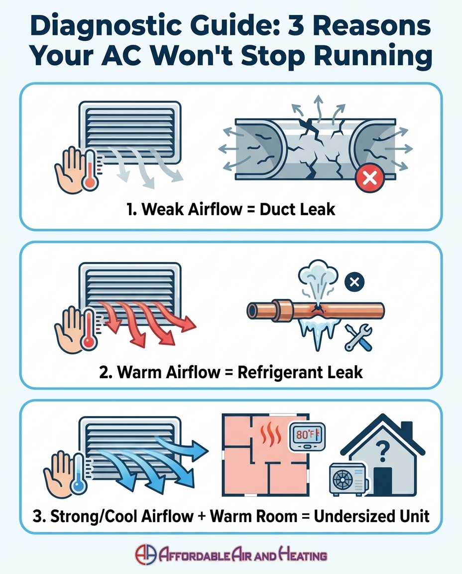 Diagnostic Guide: 3 Reasons Your AC Won't Stop Running