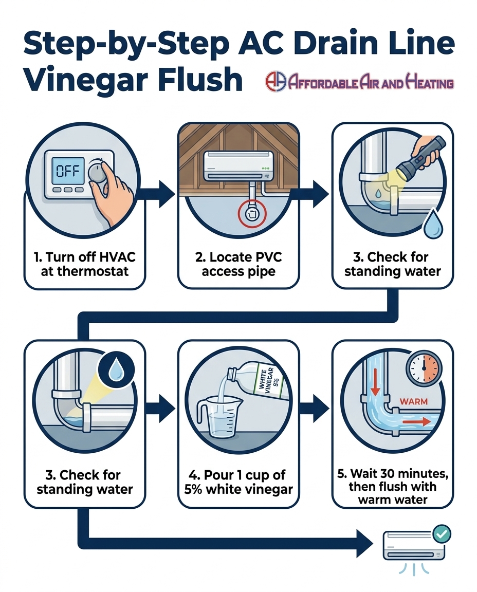 Step-by-Step AC Drain Line Vinegar Flush