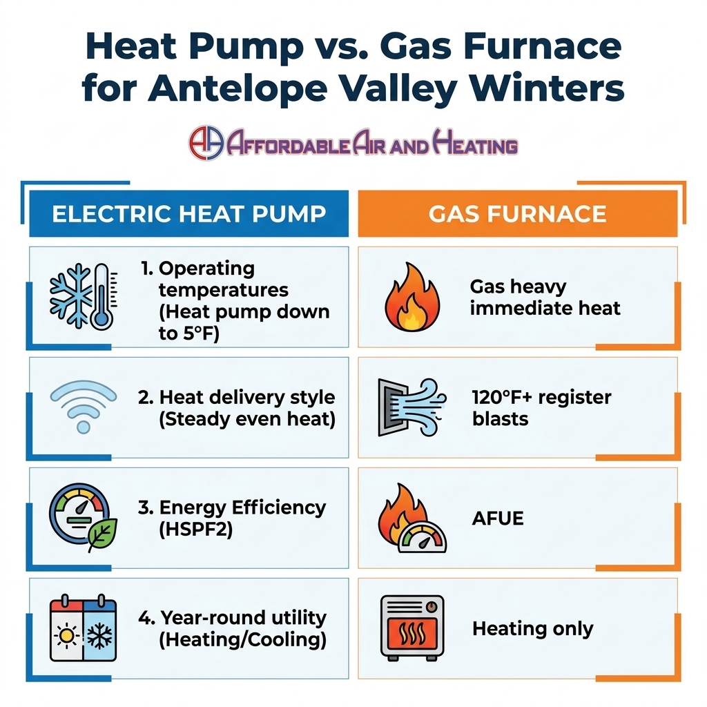Heat Pump vs. Gas Furnace for Antelope Valley Winters