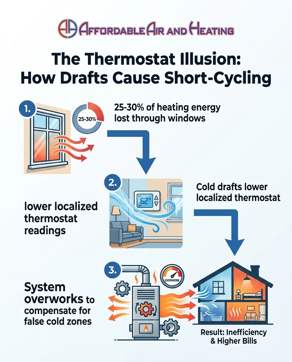 The Thermostat Illusion: How Drafts Cause Short-Cycling