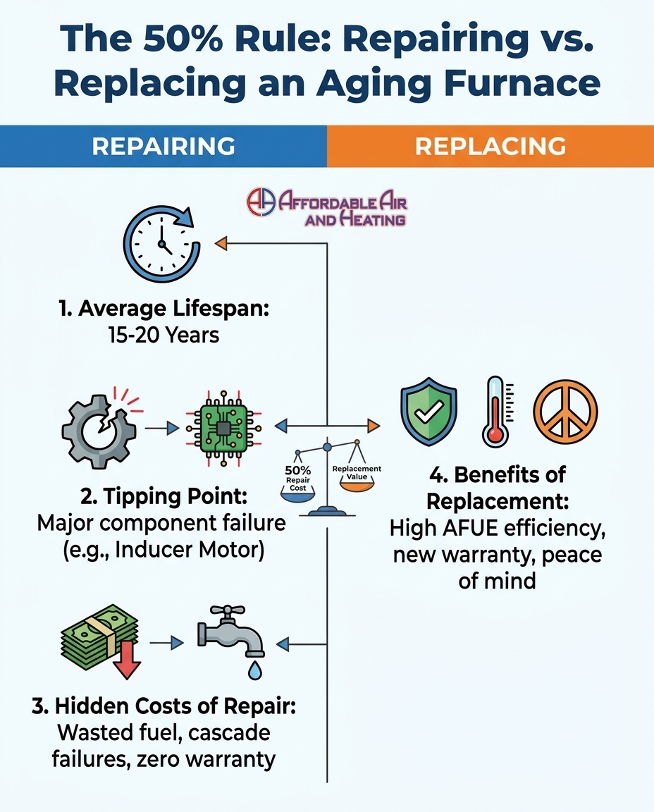 The 50% Rule: Repairing vs. Replacing an Aging Furnace