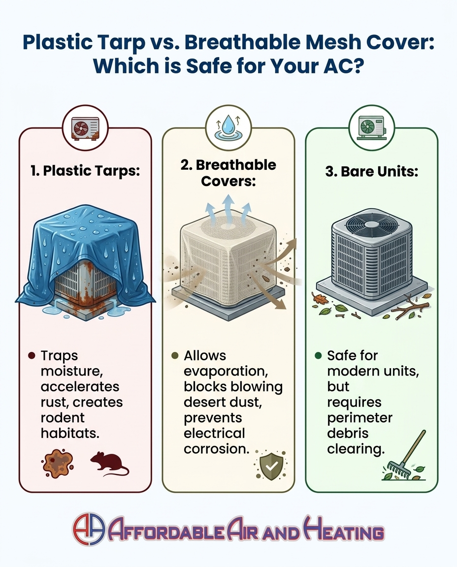 Plastic Tarp vs. Breathable Mesh Cover: Which is Safe for Your AC?