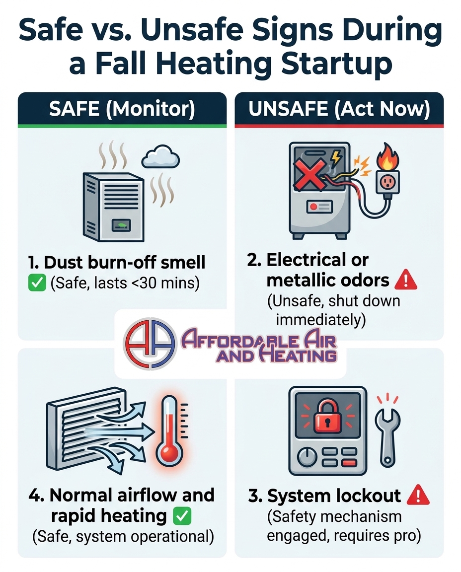 Safe vs. Unsafe Signs During a Fall Heating Startup