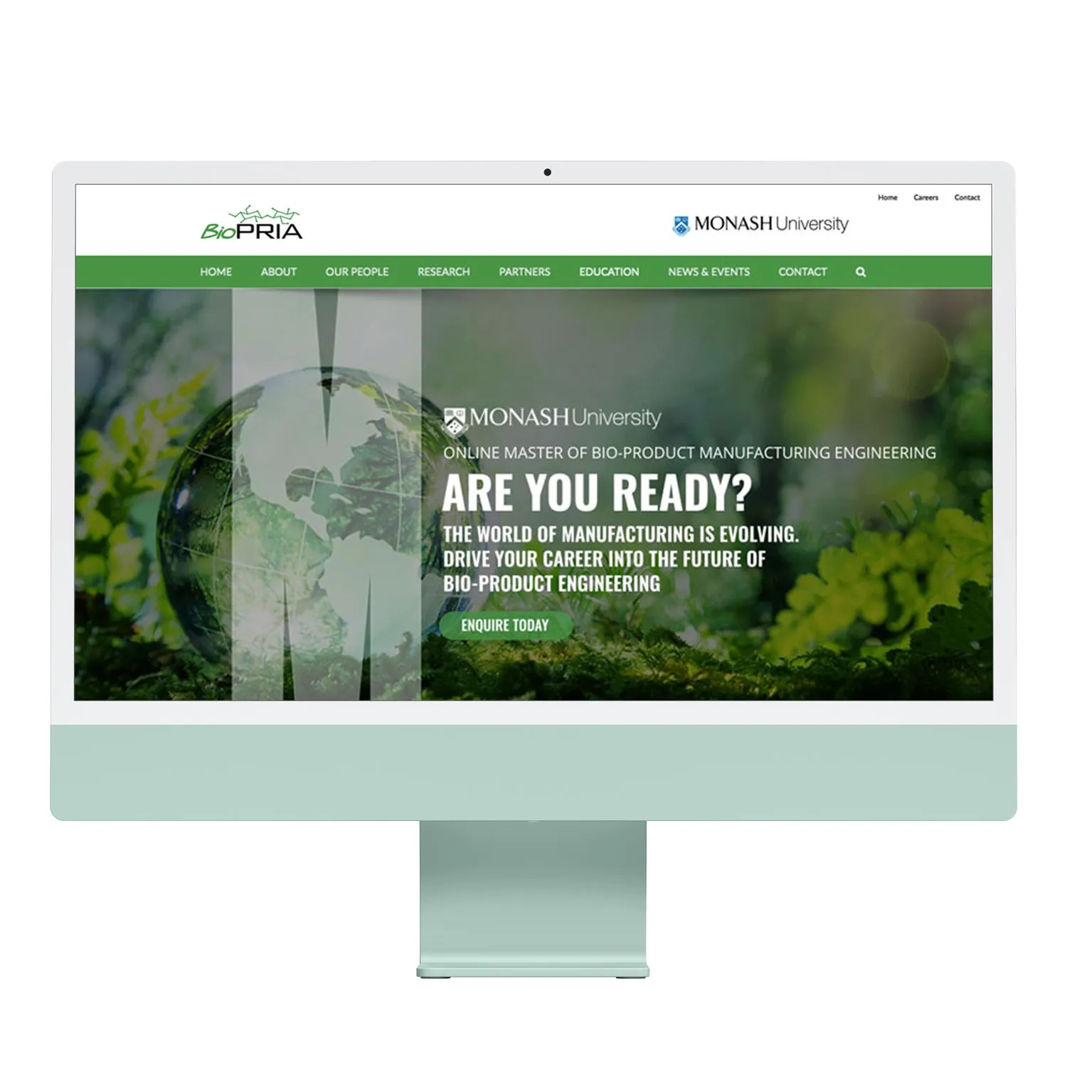 Website homepage on laptop