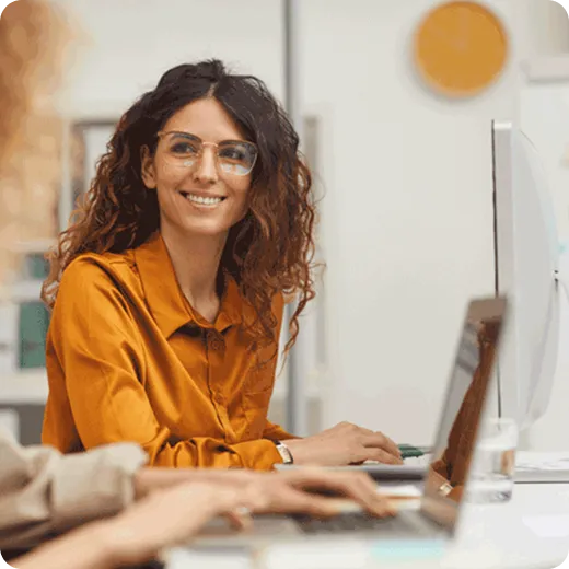 Woman working with documents at desk