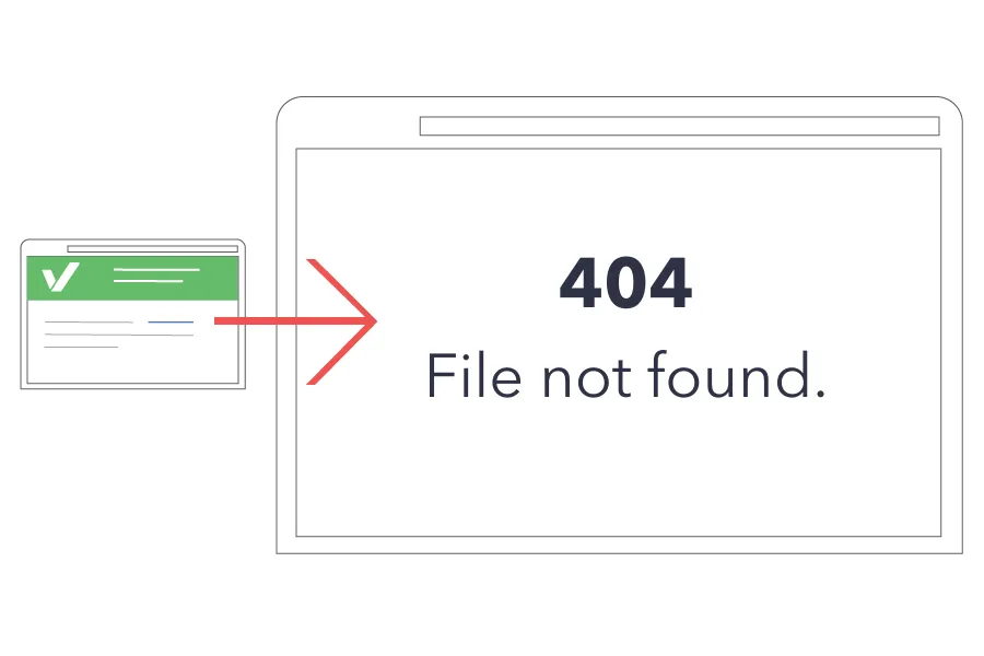 Broken link leading to 404 error. Use WordPress to resolve the issue and optimise website performance.