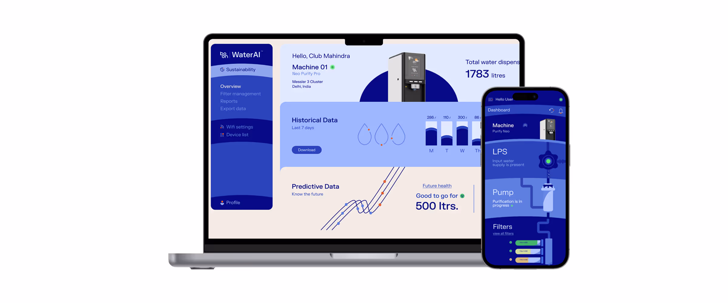 Water AI app on a macbook and an iphone