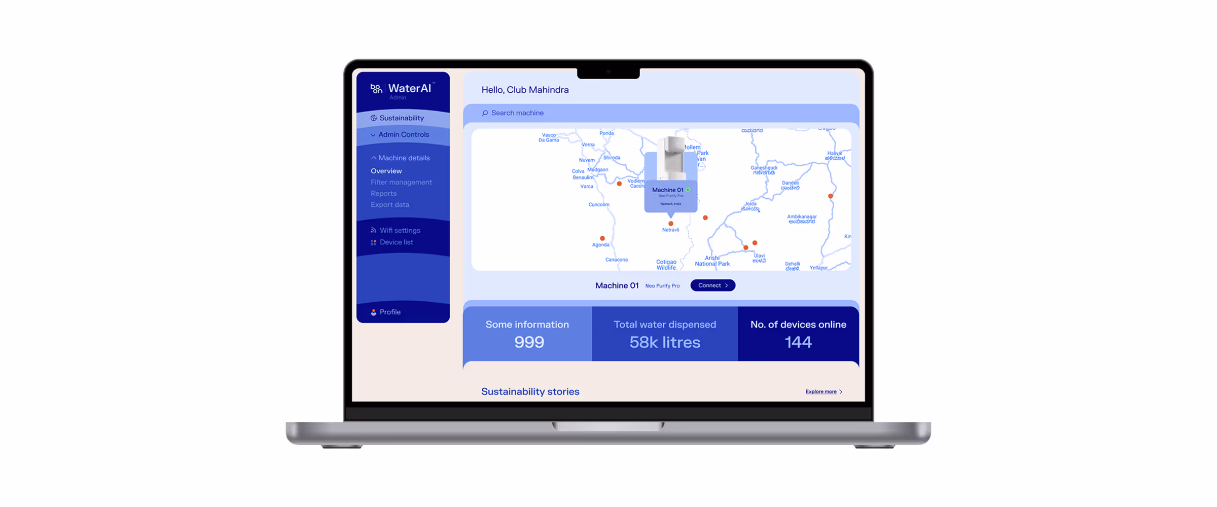 Water AI app on a macbook