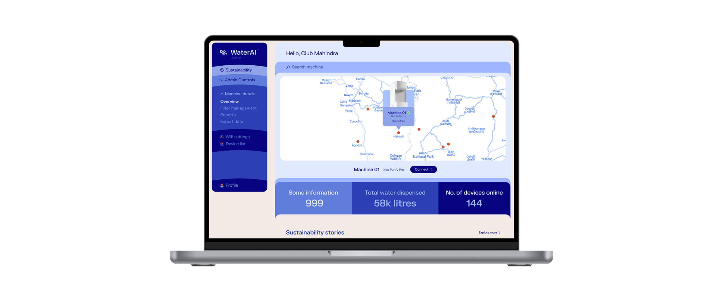 Water AI app on a macbook