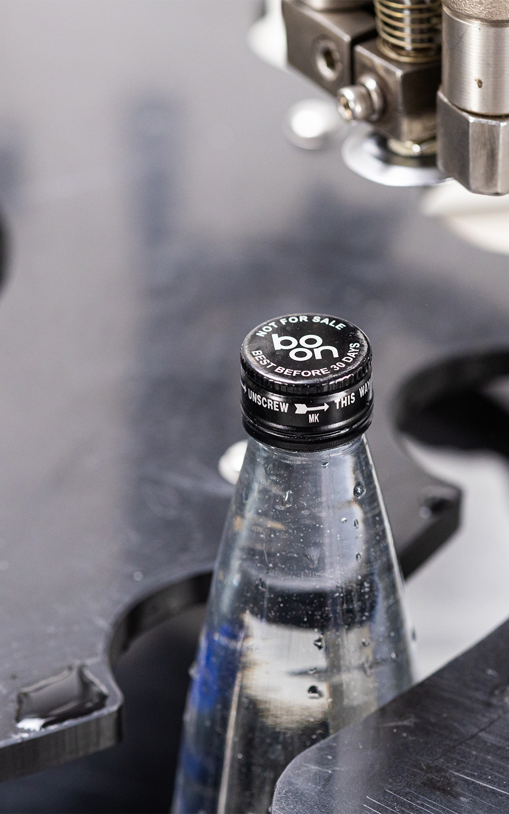 Closeup of a bootle water bottle after sterilization