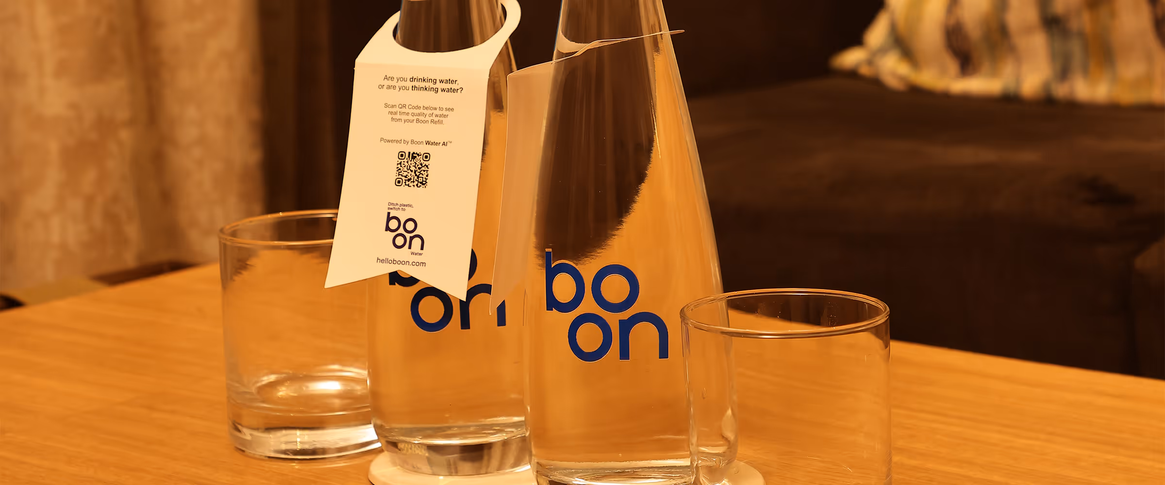 Bottles of boon on a table