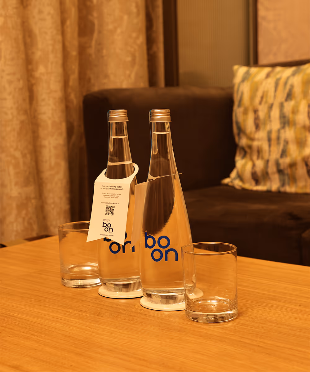 Bottles of boon on a table