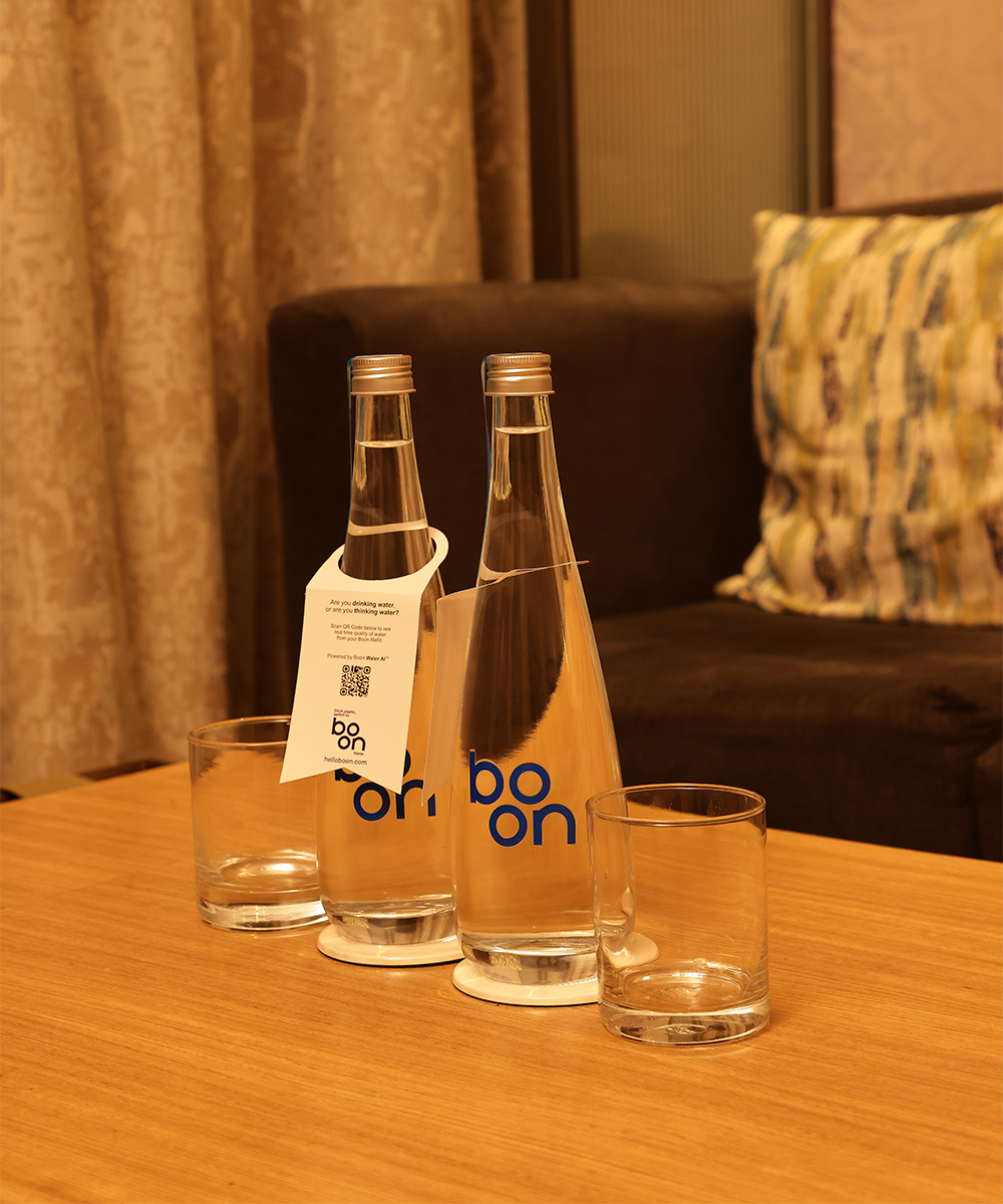 Bottles of boon on a table