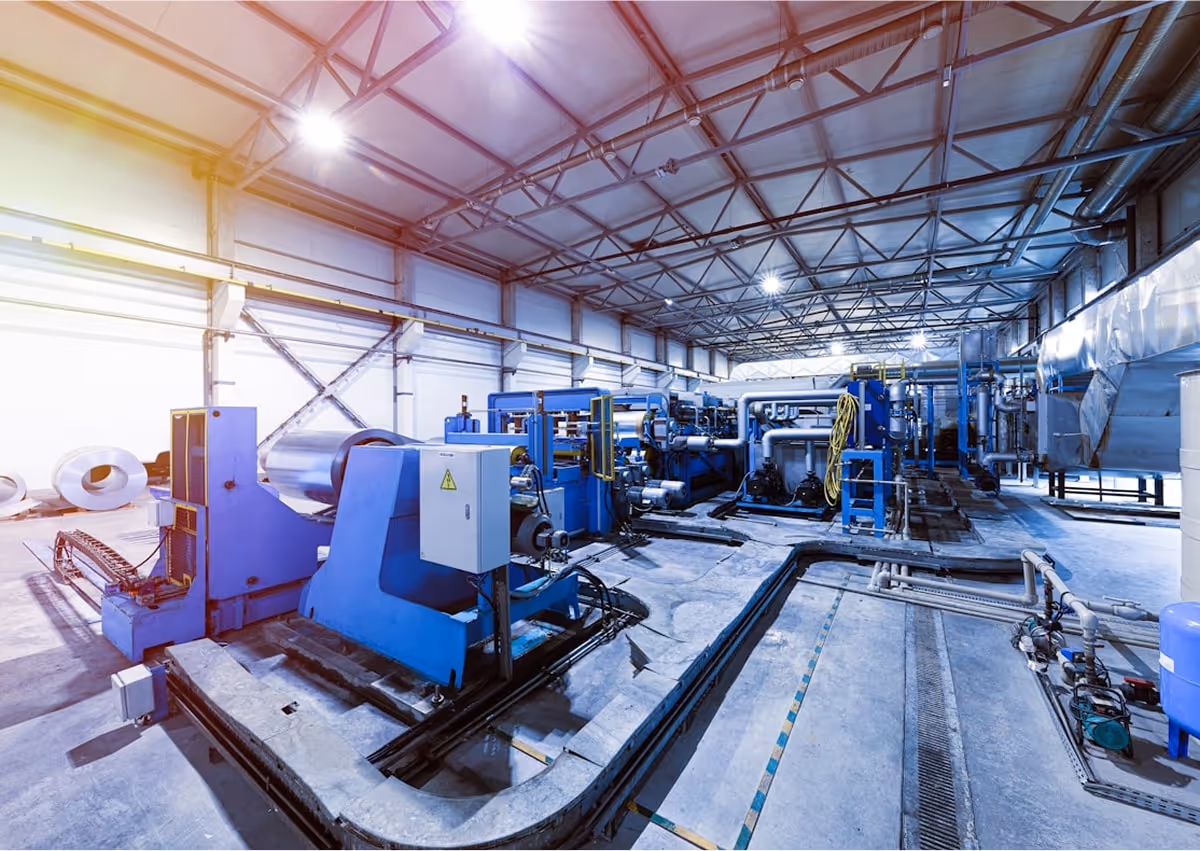 A factory with a large amount of machinery.