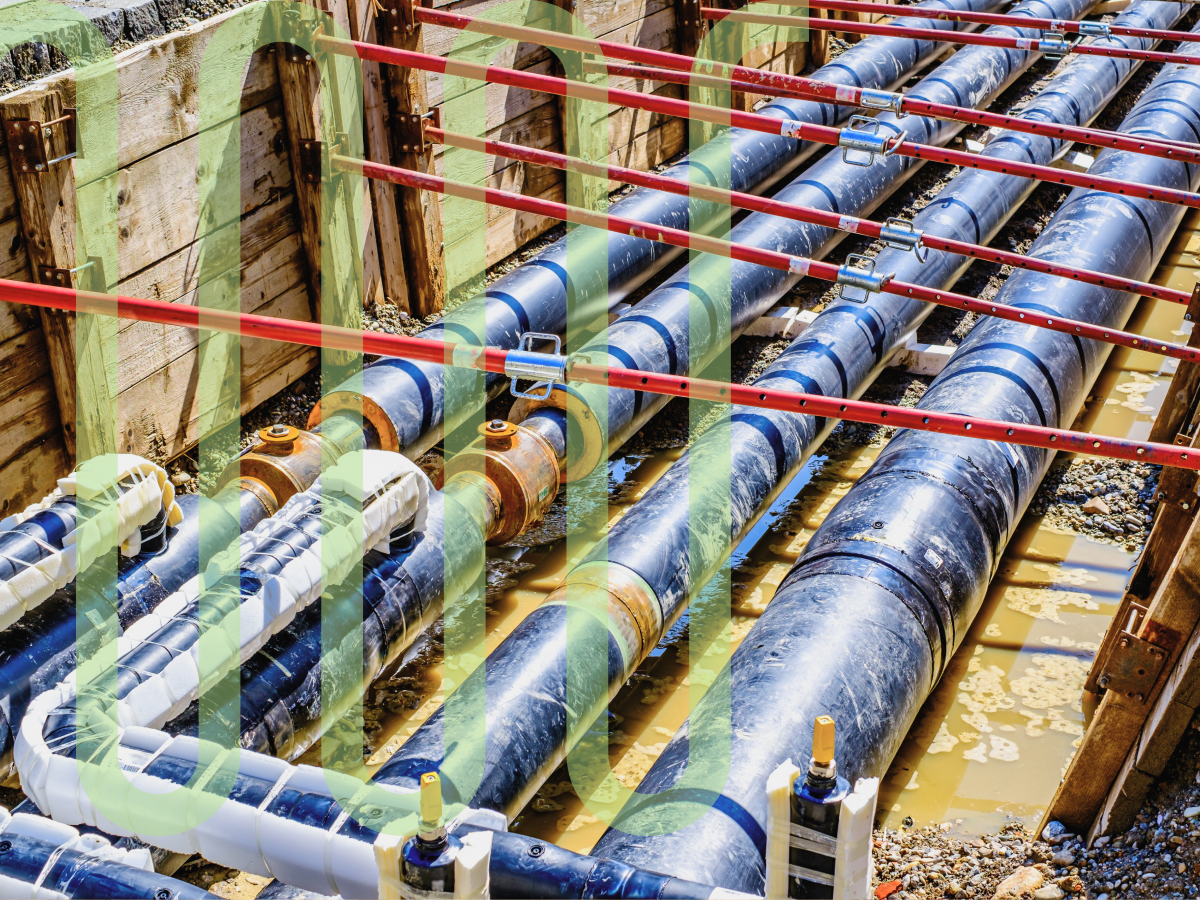 District Heating Pipes being laid down during construction