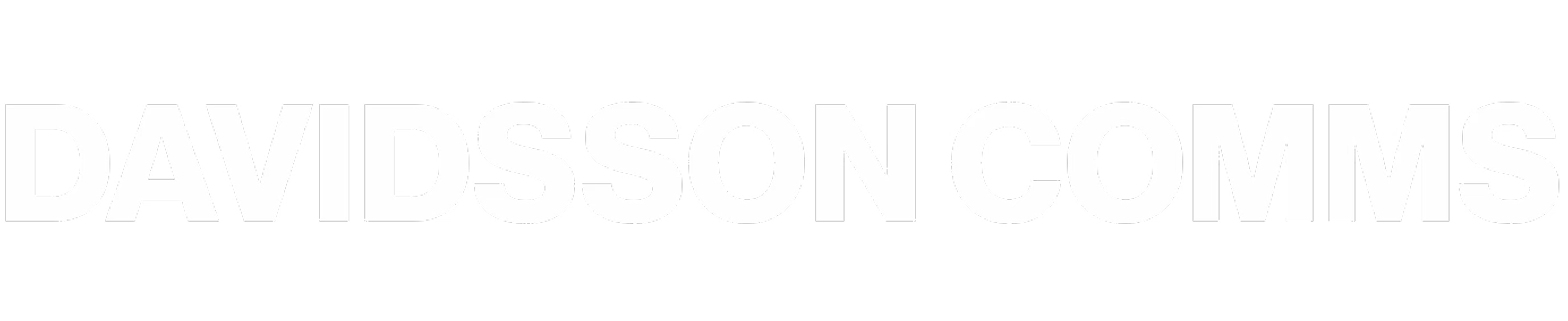 Logotype DavidssonComms in white.