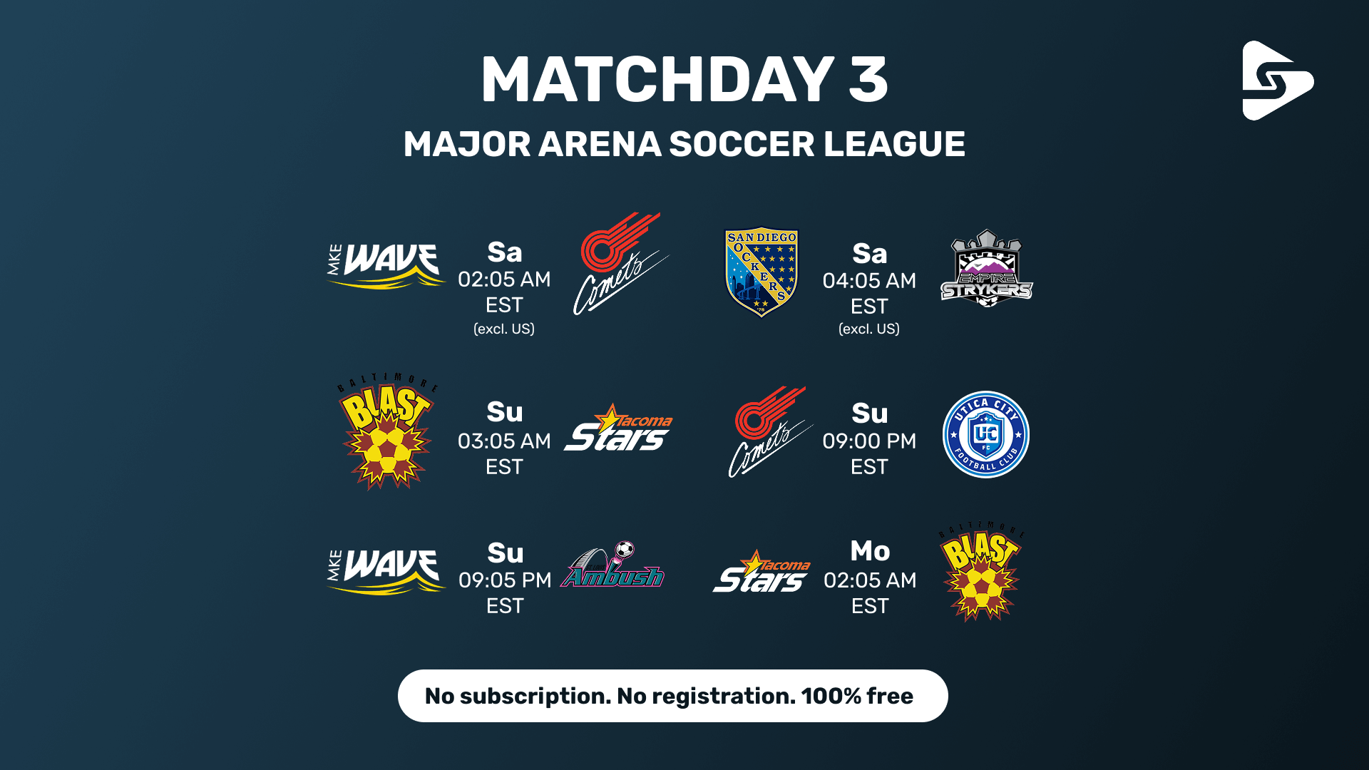 MASL Spieltag 3 - Saison 2025/26: Alle Spiele live am 12.–14. Dezember