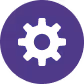 White gear icon inside a purple circle representing settings or services.