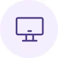 Purple computer monitor icon inside a light purple circular background.