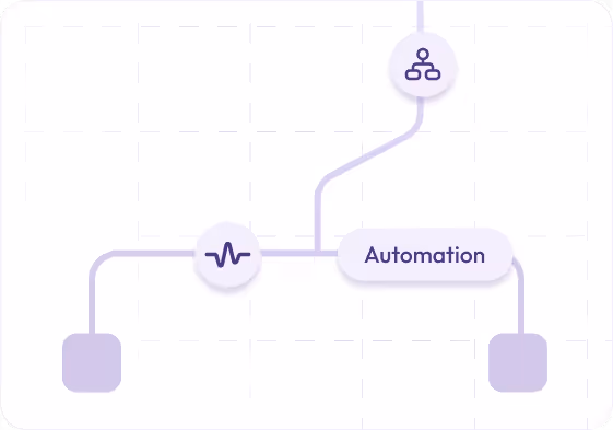 Diagram segment showing automation with connected nodes and icons representing workflow and signals.