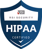 Shield emblem with RSI Security logo and text HIPAA Certified.