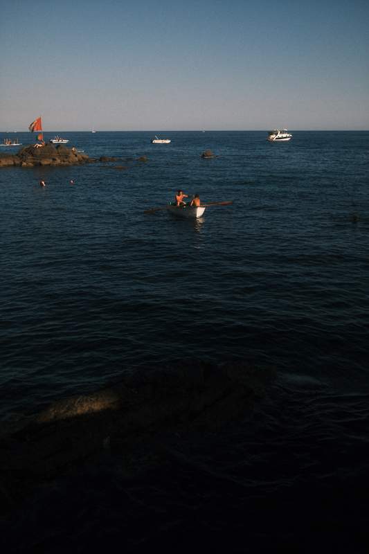 A view of the ocean from boccadasse, in the ligurian city of Genova