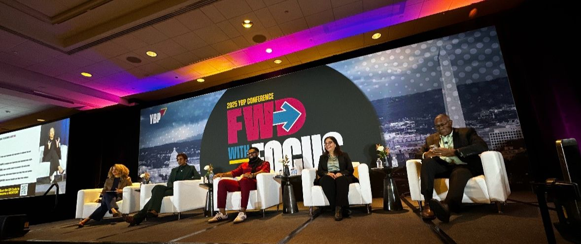 Panel discussion on stage at the 2025 YBP Conference